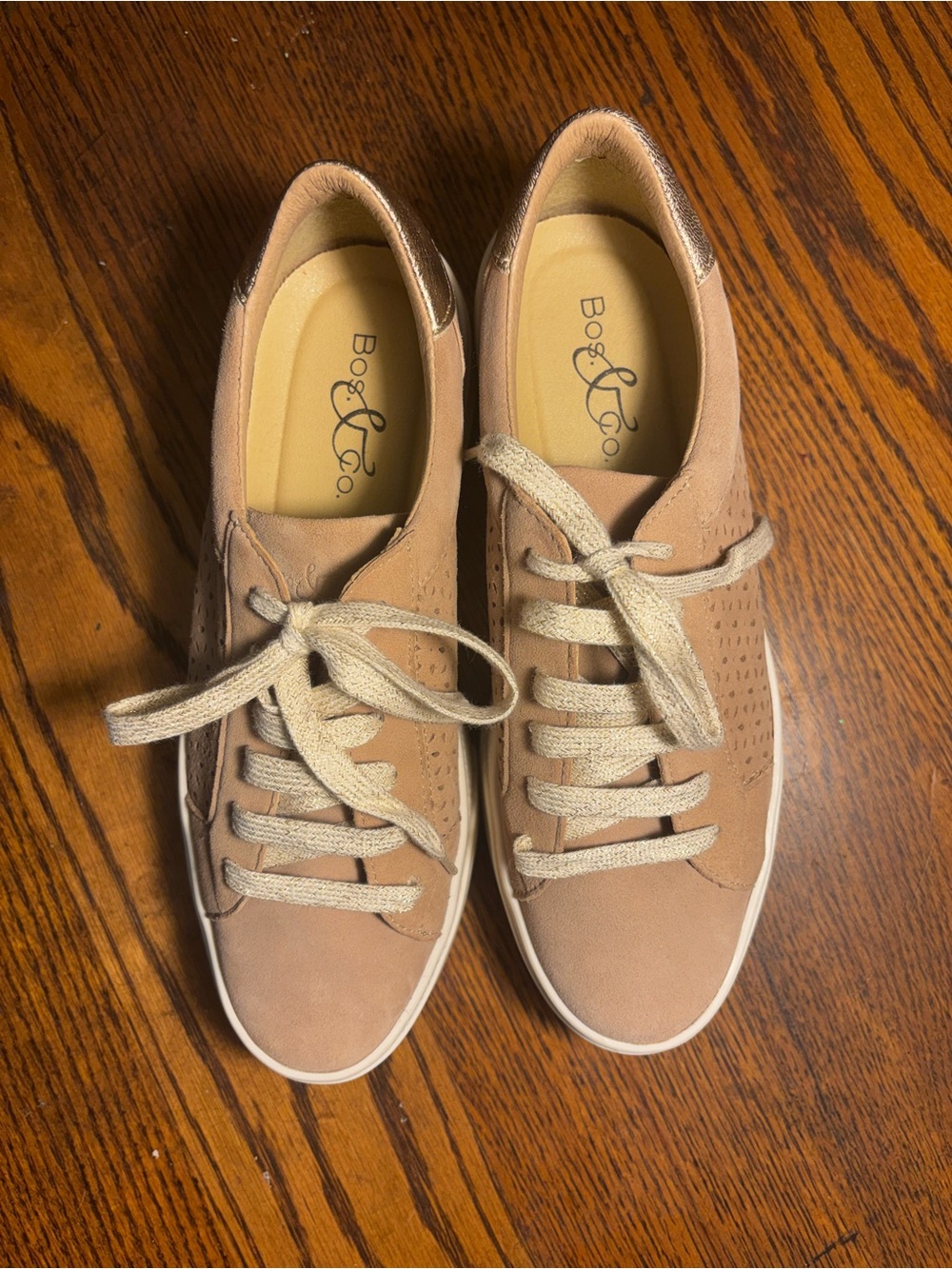 Bos. & Co. Taupe Suede-Look Lace-Up Sneakers